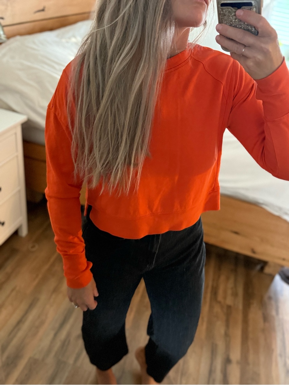 Sweaty Betty Bright Burnt Orange After Class Cropped Sweatshirt